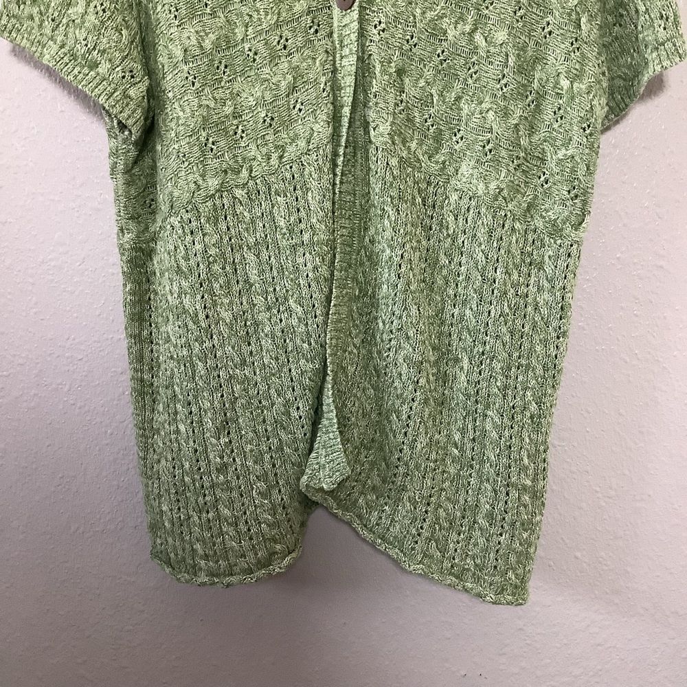 Green Cotton Preppy Knitted Cottagecore Fairy Earthy Oversized Knit Cardigan 3X - Picture 3 of 6
